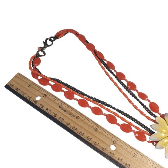 Daisy Enamel Women Boho Necklace Jewelry 18 In Length Plastic Costume Beach Core - Picture 4 of 6